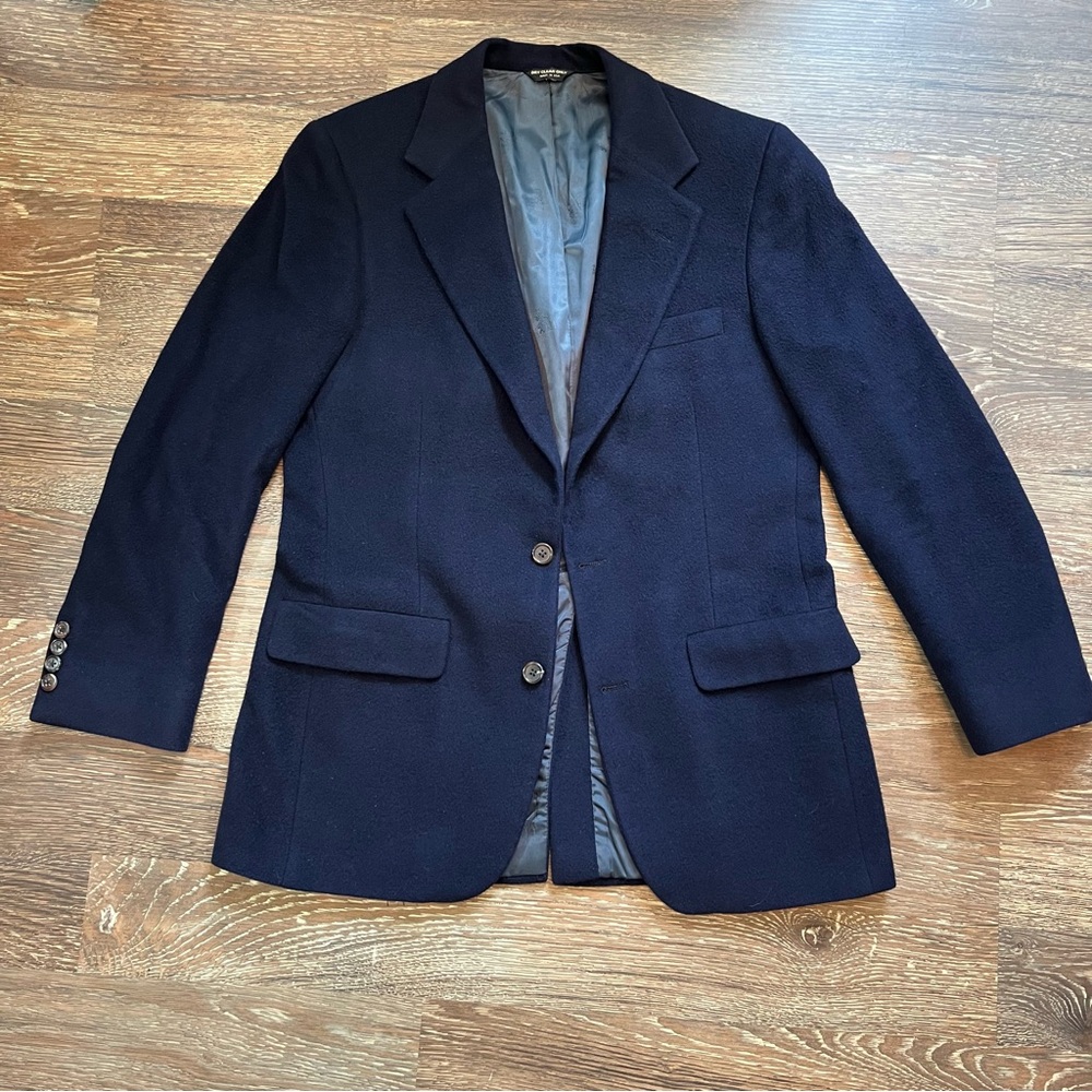 100% Cashmere Made in USA Mark Shale Navy Blue 2 Button Jacket Men’s M size 40